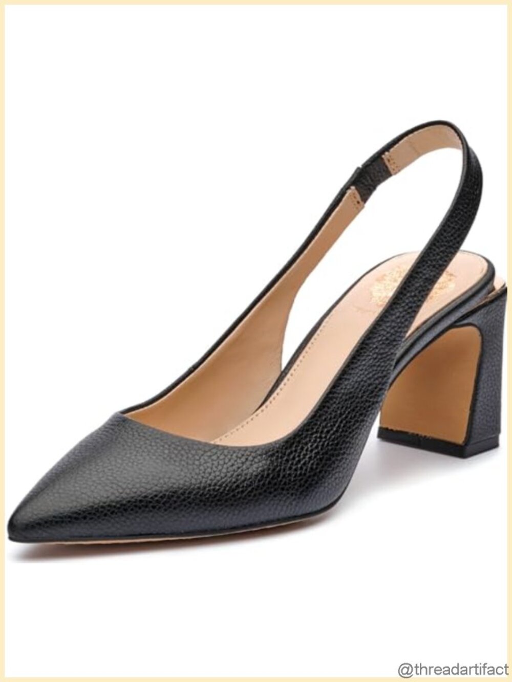 Slingback Pump Low Block Heel Pointed Toe Leather Office
